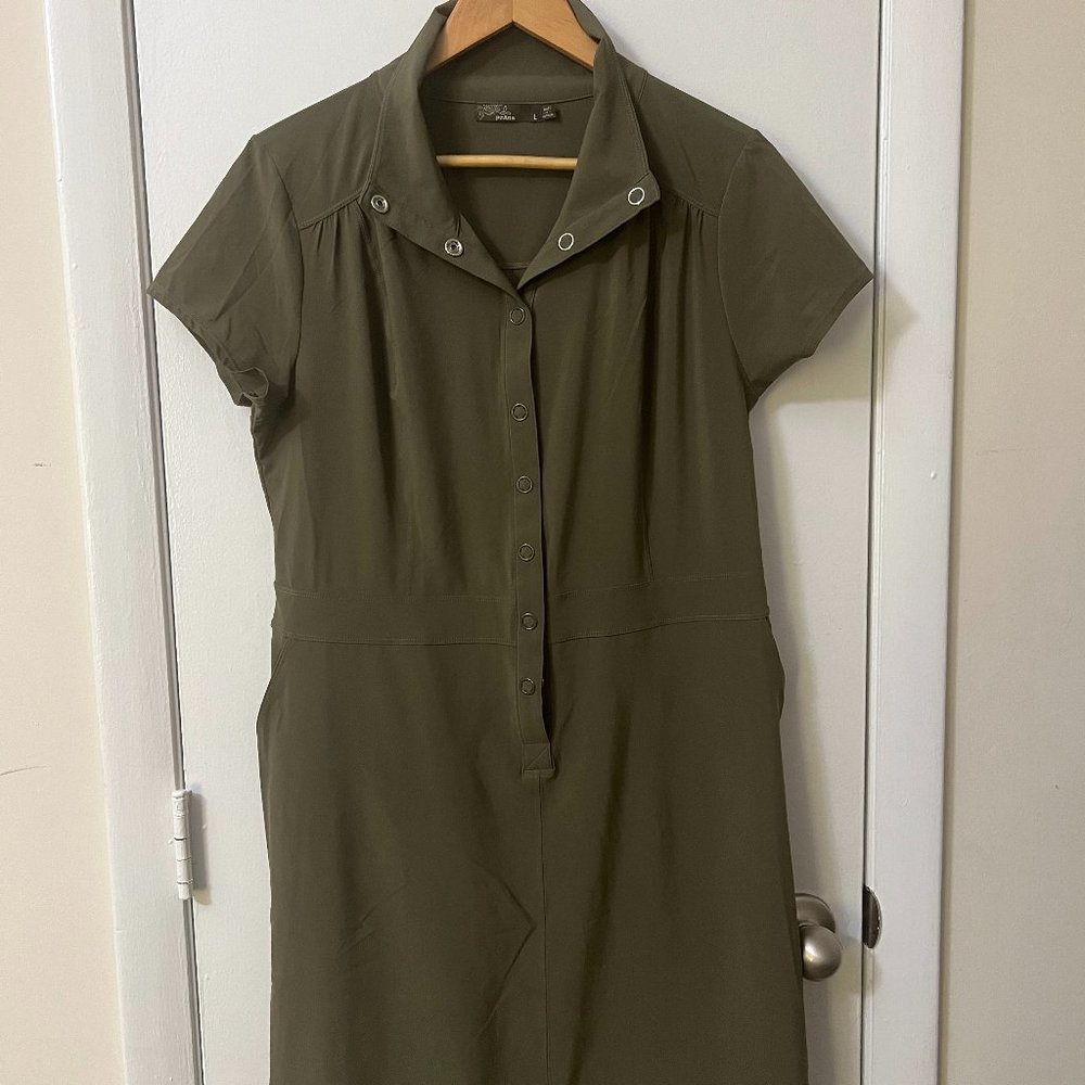 Prana stretch micro fiber dress — Large — Olive Green